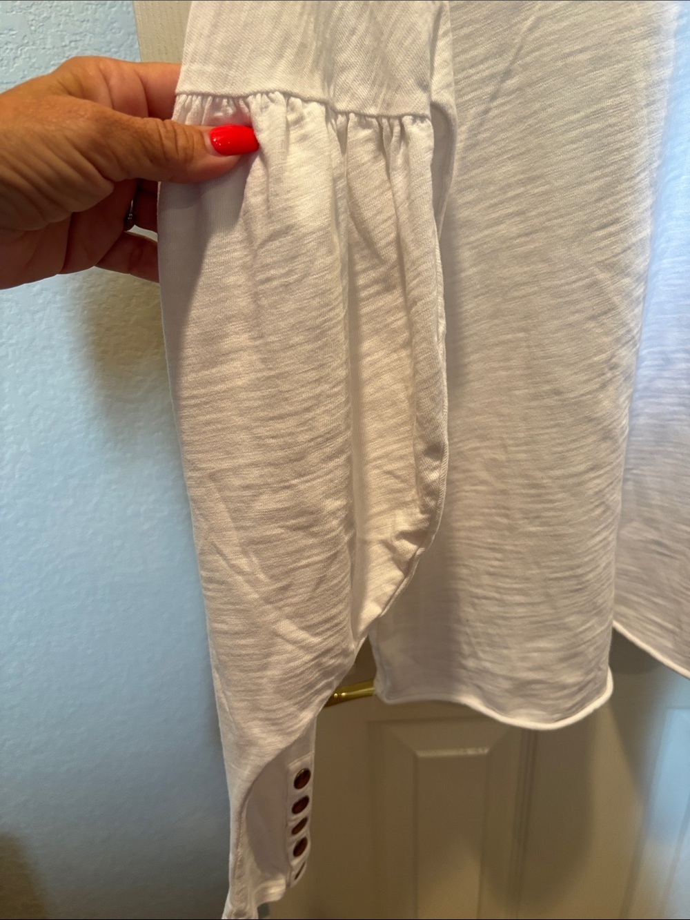 Nation LTD Laura Puff Sleeve Top White Cotton Slub Snap Button Cuff size Small - Picture 3 of 10